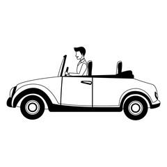 Man driving classic sport car vector illustration graphic design