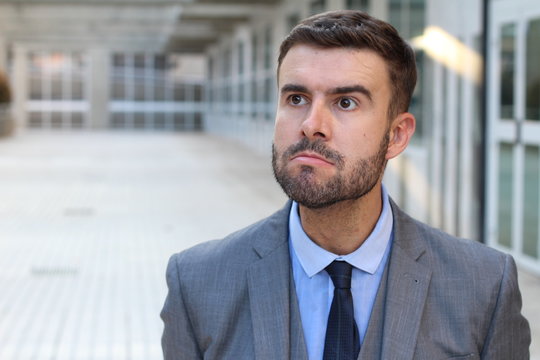 Businessman With Mandibular Prognathism Close Up