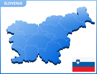 Fototapeta premium Highly detailed three dimensional map of Slovenia with regions border