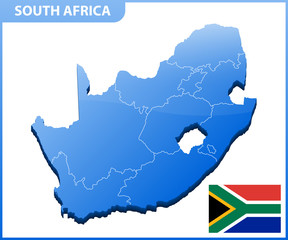 Fototapeta premium Highly detailed three dimensional map of South Africa. Administrative division.