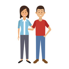 Cute and young couple cartoon vector illustration graphic design