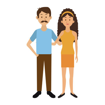 Cute and young couple cartoon vector illustration graphic design