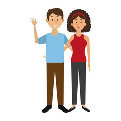 Cute and young couple cartoon vector illustration graphic design