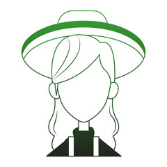 Woman farmer profile cartoon vector illustration graphic design