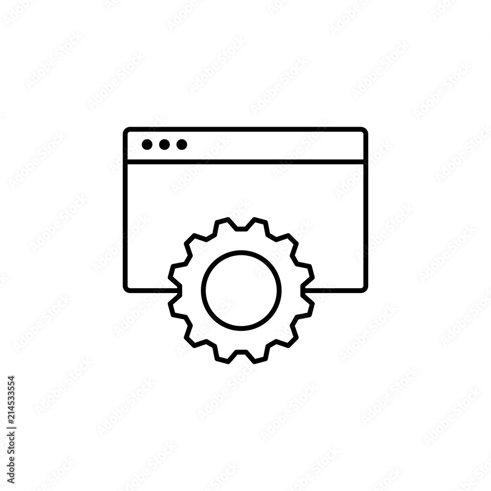Aufkleber gear and browser icon. element of sturt up icon for mobile concept and web apps. thin line gear and 
