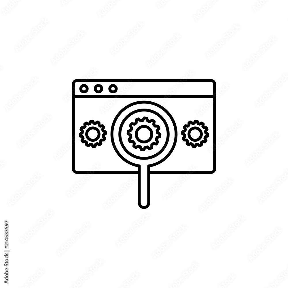 Aufkleber search for browser settings icon. element of sturt up icon for mobile concept and web apps. thin lin
