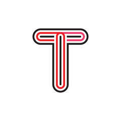 T logo letter design line art 