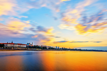 Fototapeta na wymiar Warsaw at the Sunset Time with Amazing colors