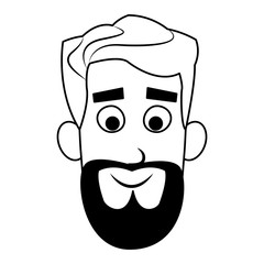 Young man face with beard cartoon vector illustration graphic design