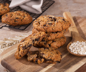 Oatmeal Raisin Cookies on a Wooden Board