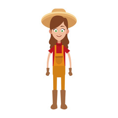 Woman farmer with overrall and hat vector illustration graphic design