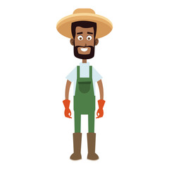 Farmer man with overall and hat vector illustration graphic design