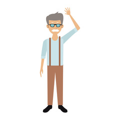 Old man with glasses and mustache cartoon vector illustration graphic design