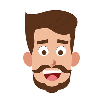 Young man face with beard cartoon vector illustration graphic design