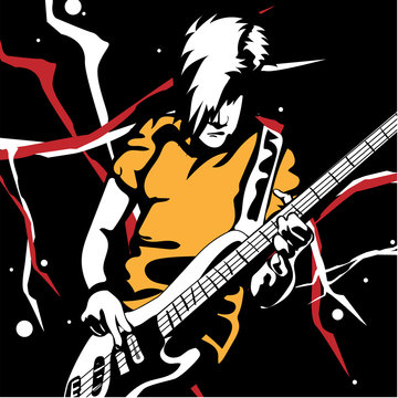 guitar man play music graphic object