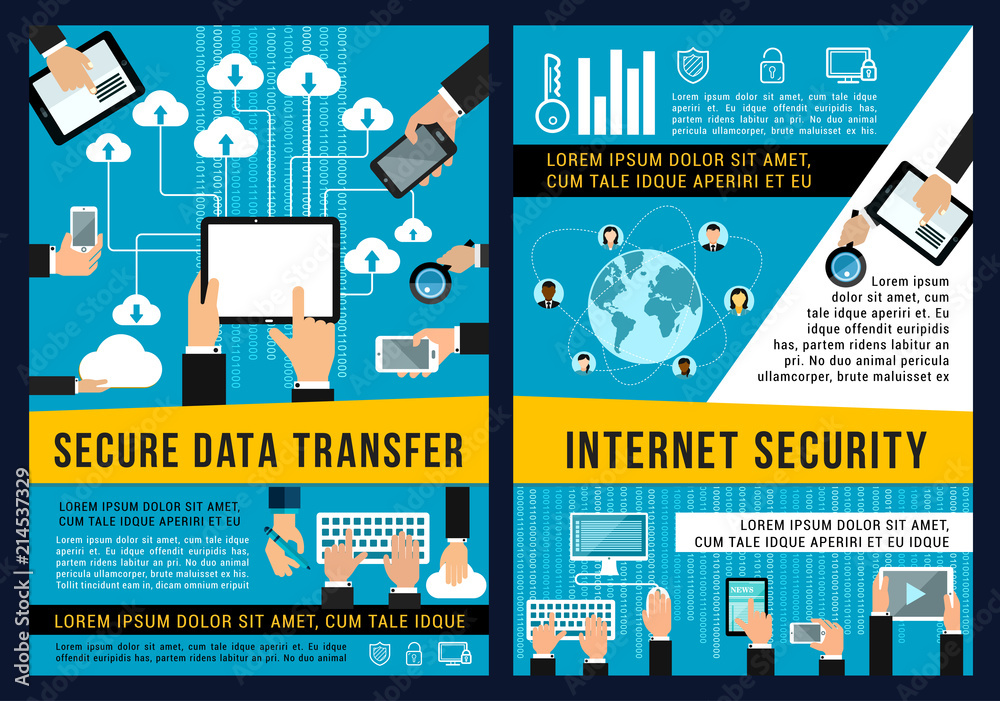 Poster data internet security technology vector posters