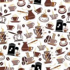 Vector coffee cup and makers seamless pattern