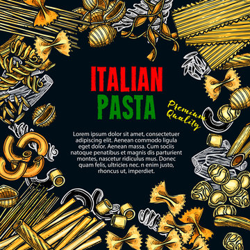Vector sketch poster of Italian premium pasta