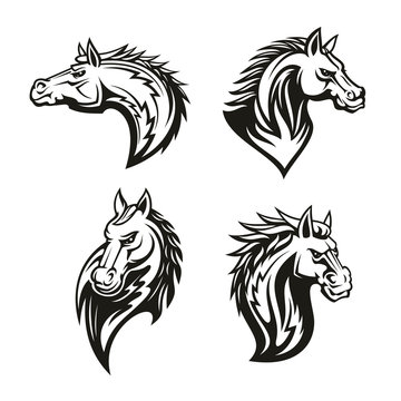 Vector icon of heraldic royal horse head