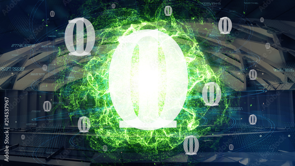 Poster Quantum computing concept. Digital communication network. Technological abstract.