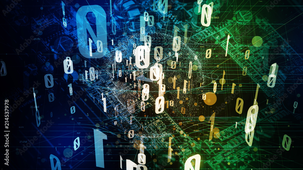 Poster Quantum computing concept. Digital communication network. Technological abstract.
