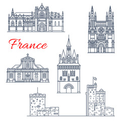 France travel vector Bordeaux architecture icons