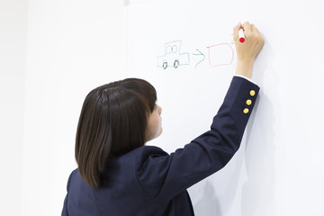 絵しりとりをする中学生