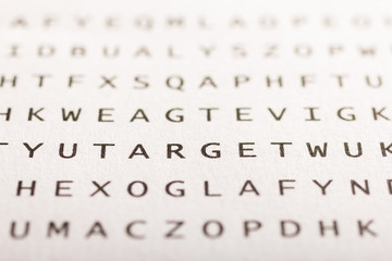 Word search, puzzle. Concept about finding, target.