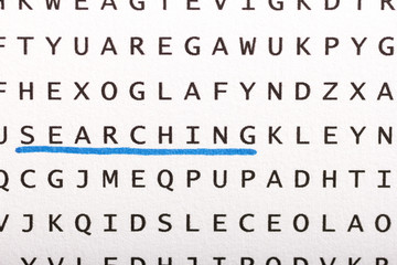 Word search, puzzle. Concept about finding, searching, looking for.