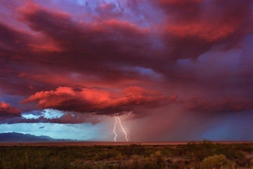 Thunderstorm at sunset
