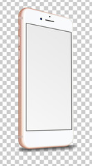Smart phone with blank screen isolated on transparent background.