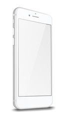 Smart phone with blank screen isolated on white background.