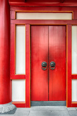 Entrance doors to the temple in Chinatown, Singapore.