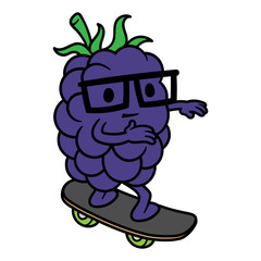 Cartoon Cool Skating Blueberry Character