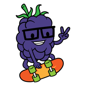 Cartoon Cool Skating Blueberry Character