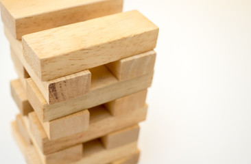 Wooden Tower game  close up on white background