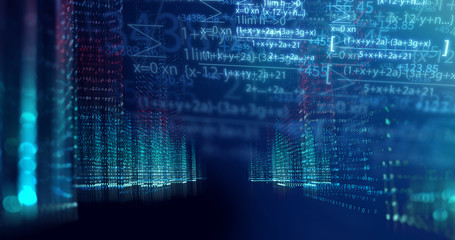 Fototapeta premium digital city scape with digit number elements illustration