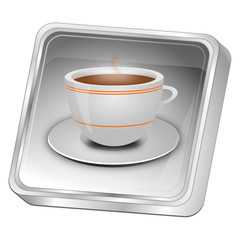 Button with a Cup of Coffee - 3D illustration