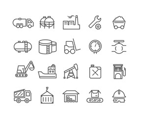Simple Set of Industrial vector thin line icons, Editable Stroke linear symbols