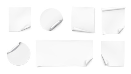 Set of curled stickers. Vector illustration isolated on white background. EPS10.