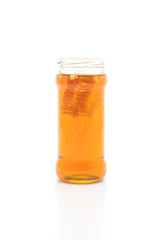 honey jar on white background