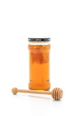honey jar on white background