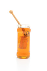 honey jar on white background