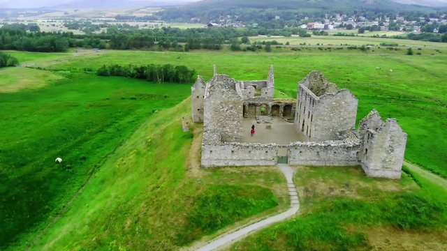 Flight over the Ruthven Barracks in Kingussie Scotland - Cairngorms National Park