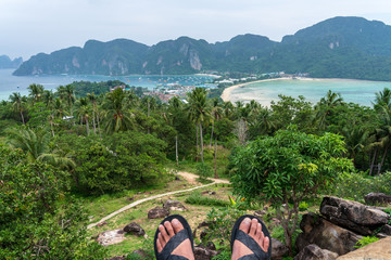 Fototapeta premium Beautiful Tropical Beach blue ocean backgrouind Summer view Sunshine at Sand and Sea Asia Beach Thailand Destinations 
