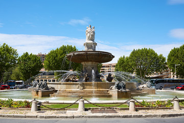 Fototapeta na wymiar Provence France - 21 june 2016: A view of fountain de la Rotonde