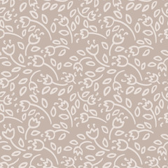 Simple nude flowers seamless pattern. Vector illustration.