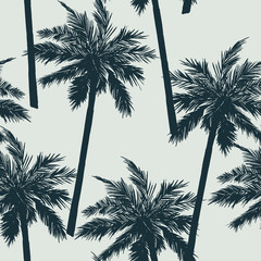 Summer seamless pattern. Tropical palm trees background. Jungle print. Vector illustration