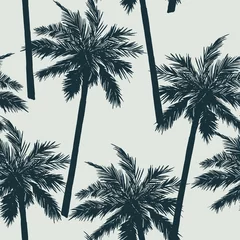 Tapeten Sommer nahtlose Muster. Tropischer Palmenhintergrund. Dschungel drucken. Vektor-Illustration © natikka