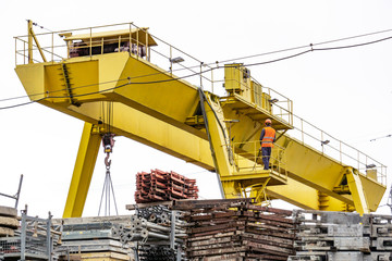 Crane beam in the building warehouse